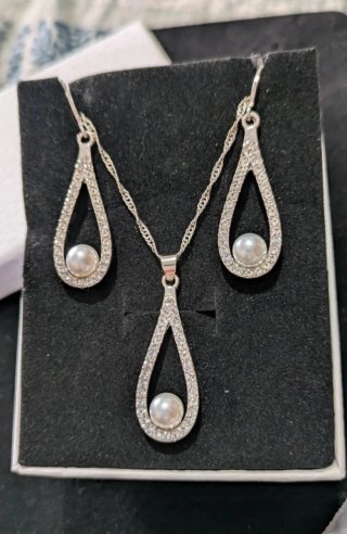 Set gioielli argento 925 con perla nuovo