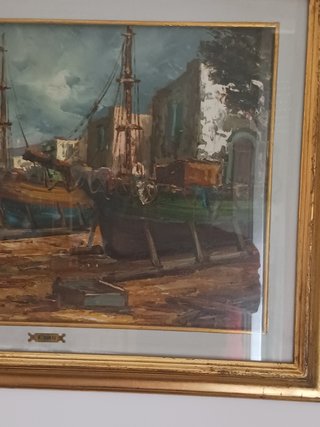 Quadro olio Barche pescatori Selo
