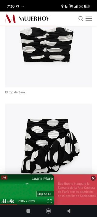 Conjunto falda y Top. Dos piezas lunares blancos