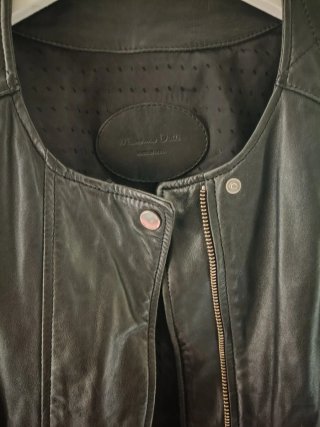 Cazadora Piel Mujer Massimo Dutti Negra
