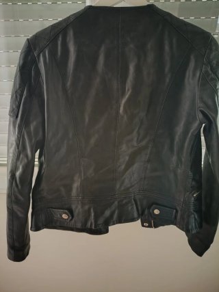 Cazadora Piel Mujer Massimo Dutti Negra