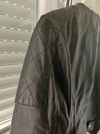 Cazadora Piel Mujer Massimo Dutti Negra