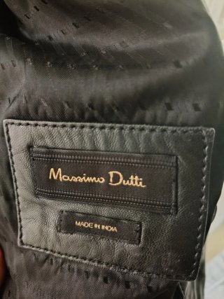 Cazadora Piel Mujer Massimo Dutti Negra