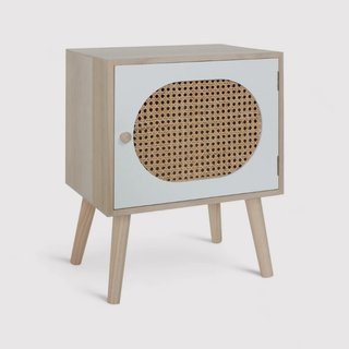 Salak - Comodino in legno bianco in stile boho e scandinavo