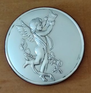 Set 4 Placca Vintage Cherubini Metallo argentato
