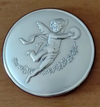 Set 4 Placca Vintage Cherubini Metallo argentato