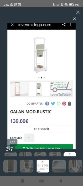 Galán de noche blanco madera nueva