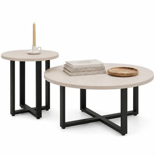 Set 2 Tavolini da Caffè per Soggiorno Sabbia Design Moderno