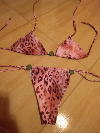 Bikini rosa estampado leopardo Talla S sin uso