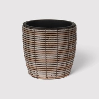 Rivina - Vaso in polyrattan marrone per casa o esterno Ø 40