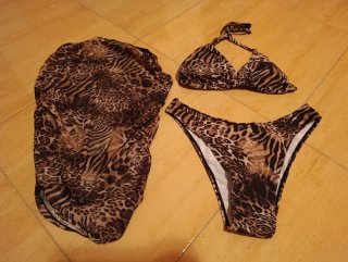 Bikini 3 piezas estampado animal print s sin uso