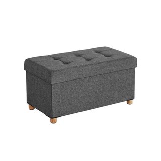 Cassapanca Pouf Contenitore Pieghevole con Gambe in Legno