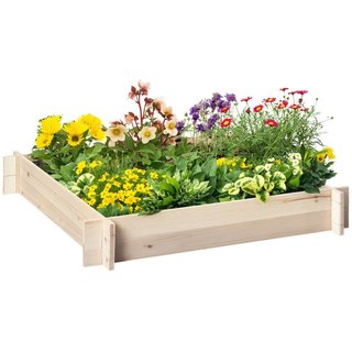 Cama de jardín de madera de abeto, montaje