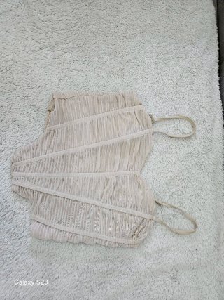 Conjunto Corsé y Falda Cuero Sintético Negro Talla