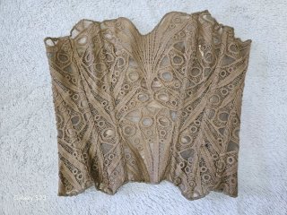 Conjunto Corsé y Falda Cuero Sintético Negro Talla