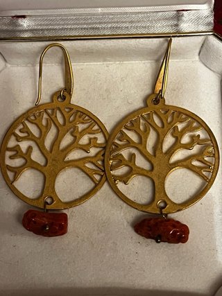 Orecchini albero vita corallo oro