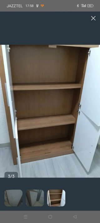 Armario 4 puertas madera y blanco