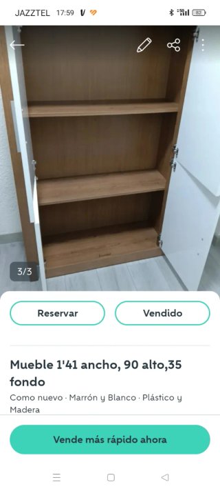 Armario 4 puertas madera y blanco