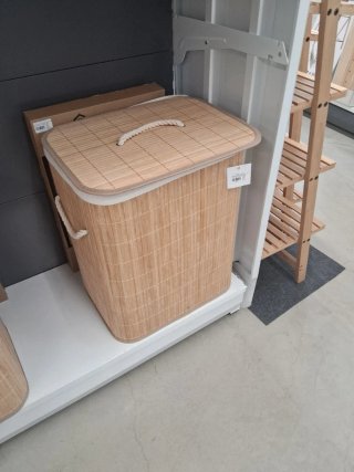 Cesto de ropa de bambú con tapa
