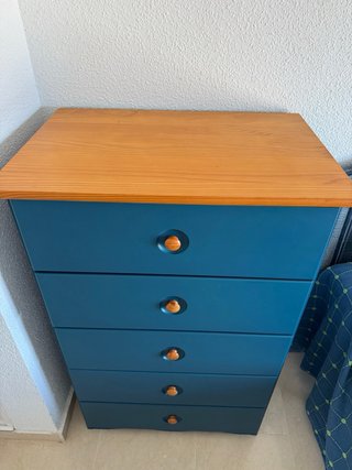 Sinfonier azul madera 5 cajones