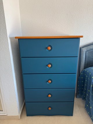 Sinfonier azul madera 5 cajones