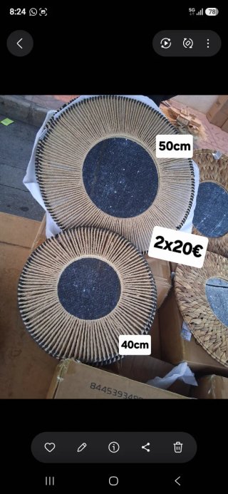 2 Espejos Decorativos 50cm y 40cm 2x20€
