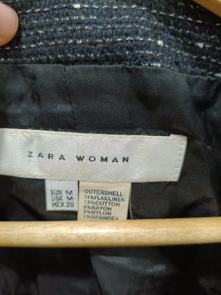 Chaqueta Zara Tweed Negra