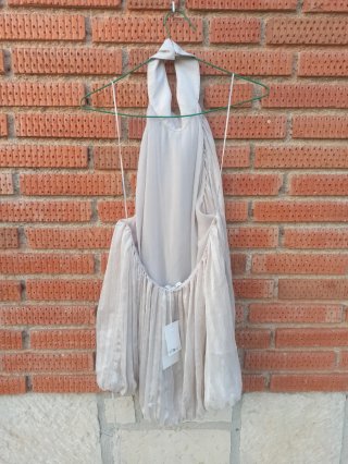 Top halter Zara beige/blanco