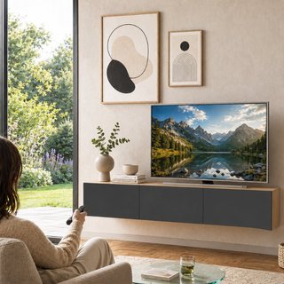 Mobile TV sospeso 180x30cm FRANCY Quercia e Antracite 3