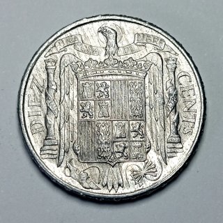Moneda 10 Centimos 1953 ERROR Repinte Anverso