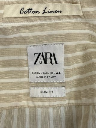 Camisa Zara Rayas Beige y Blanca