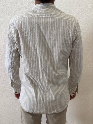 Camisa Zara Rayas Beige y Blanca