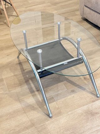 Mesa de centro ovalada cristal y metal