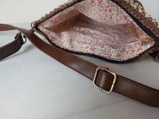 Bolso rafia crochet marrón y beige nuevo