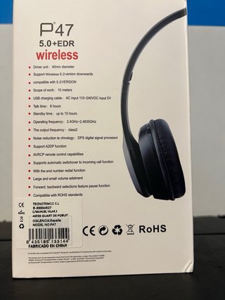 Auriculares P47 5.0+EDR Inalámbricos