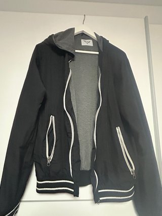 Cazadora entretiempo negra y gris Talla M