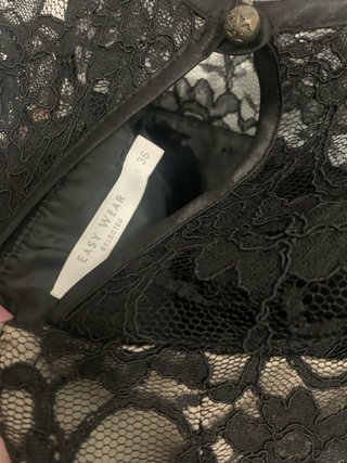 Vestido de cóctel negro y beige