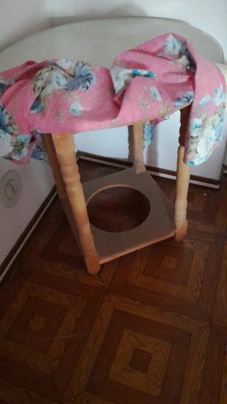Mesa camilla redonda cristal y tela