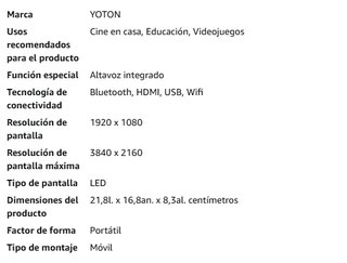 YOTON Y9 Proyector Portátil WiFi Bluetooth