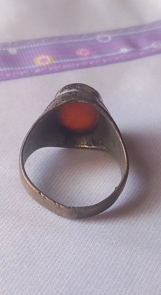 Anello ottone agata rossa vintage