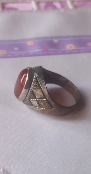Anello ottone agata rossa vintage
