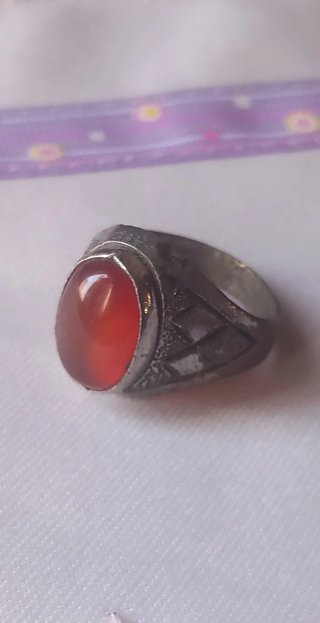Anello ottone agata rossa vintage