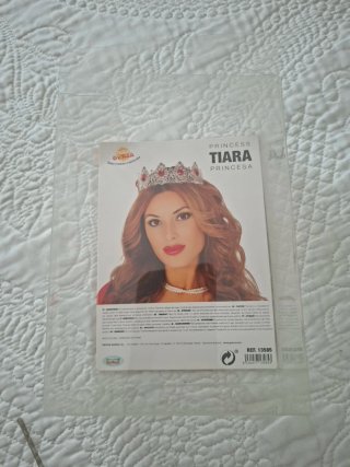 Tiara Princesa Plata con Piedras Rojas