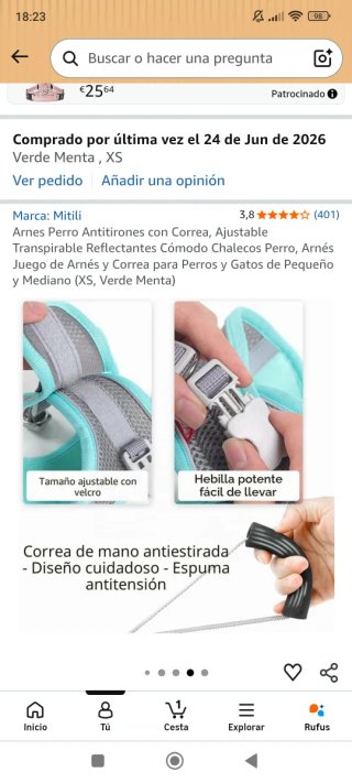 Arnés para perros y correa. ¡¡SIN USAR!! Talla XS