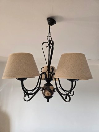 Lámpara negra 5 luces estilo rústico