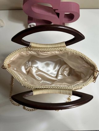 Borsa handmade con manico in legno foderata