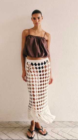 Falda Crochet Zara Flecos