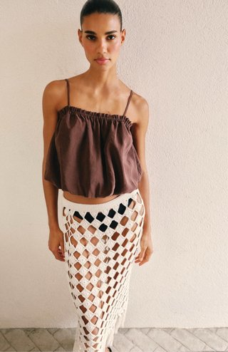 Falda Crochet Zara Flecos