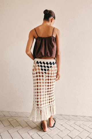 Falda Crochet Zara Flecos