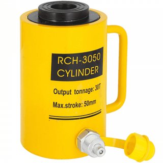 Gato Hidráulico Cilindro Hueco 30T/66000LBS con Émbolo de 50mm, Cilindro Hidráulico Sólido para Coche/Furgoneta/Barco/Camión/Ccaravana
